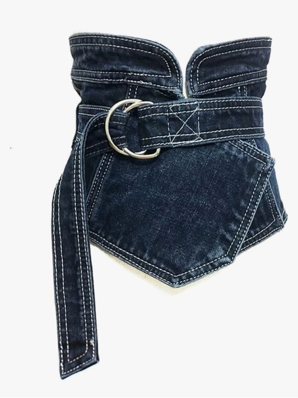 Denim Cinch Waist Belt  - Dark Blue